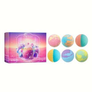 ** NIB 6 Piece Bath Bomb Set - Moisturizing Natural Plant Essential Oils